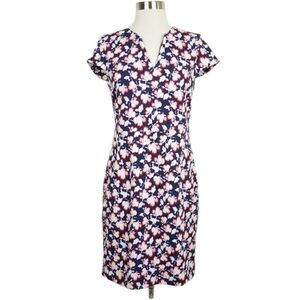Banana Republic navy with pink and white floral print dress sz 12 Pet